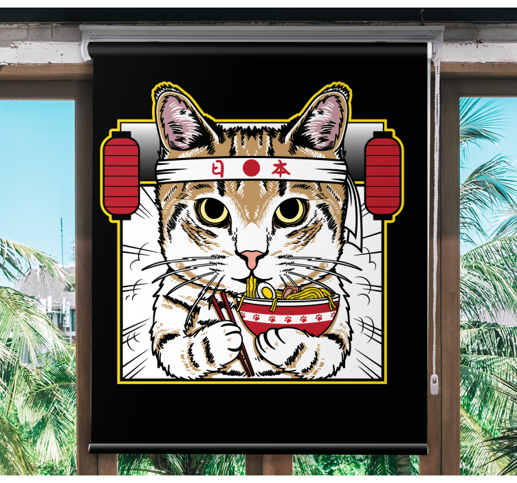 Noodle-Eating Cat animals blind - TenStickers