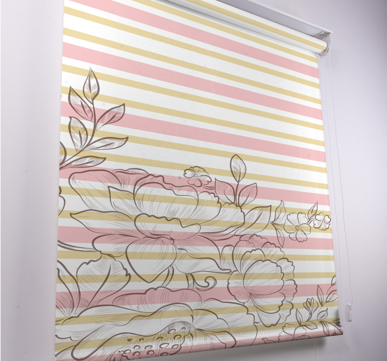 Pale Floral Stripes blind flowers and plants - TenStickers
