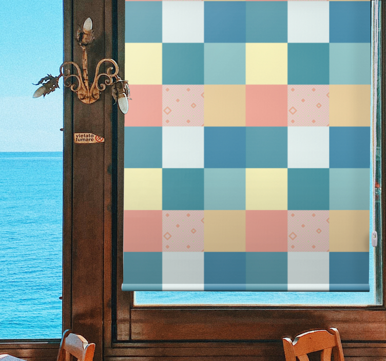 Pattern roller blind colorful square design - TenStickers