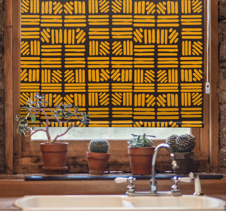 Pattern roller blind geometric yellow design - TenStickers
