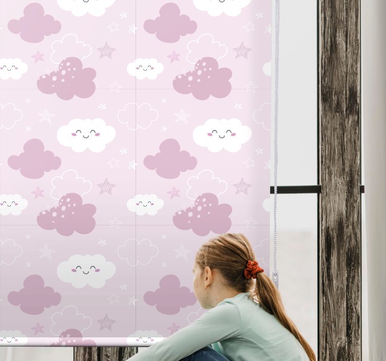 Pink background with white happy Cloud blind - TenStickers