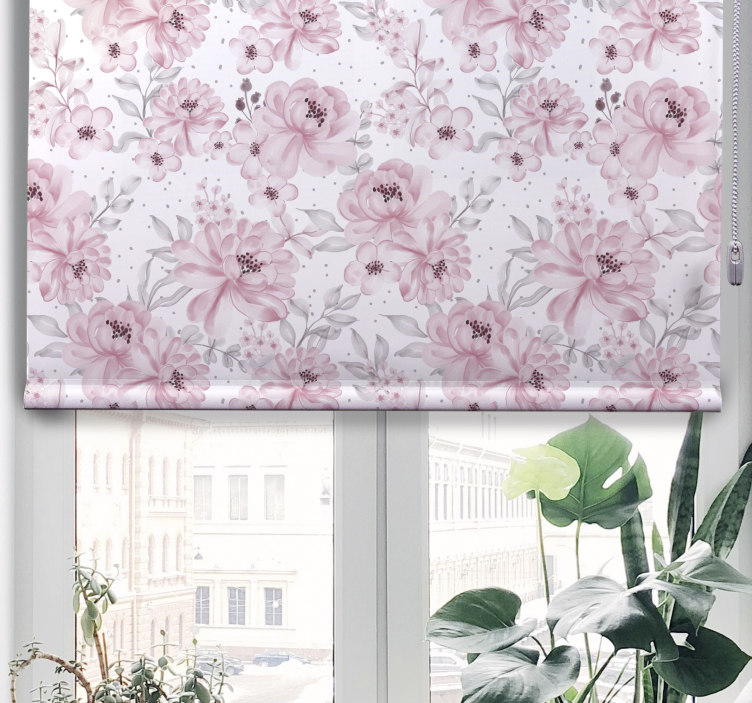Pink Flower roller blind white background - TenStickers