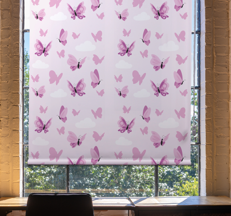 Pink fluttering and clouds butterflies blind - TenStickers