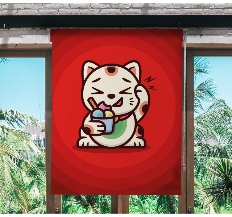 Cat enjoying treats fun blind - TenStickers