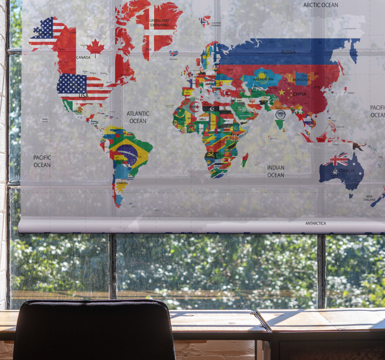 Political World map blind - TenStickers