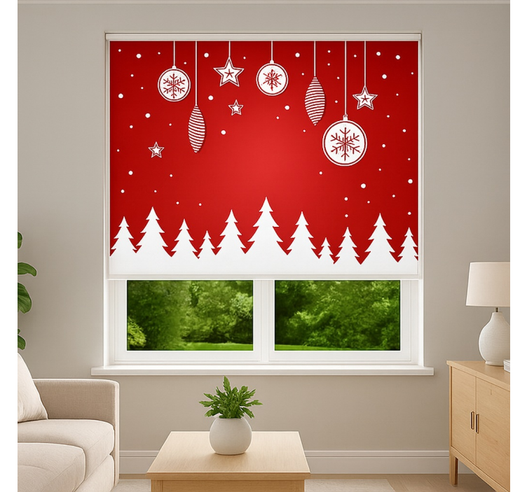 Red Christmas Trees living room blind - TenStickers