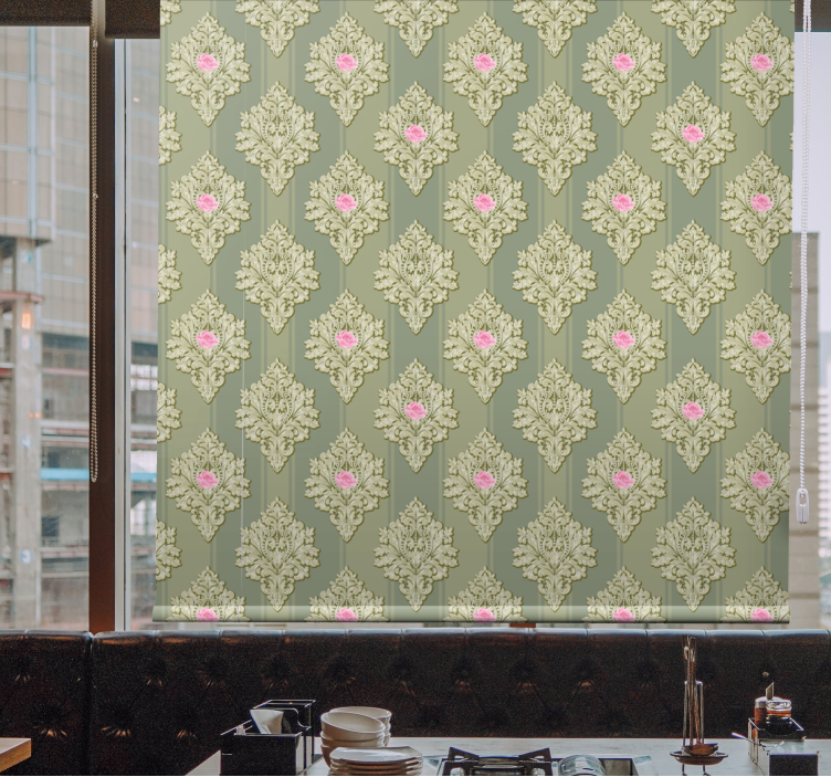 Retro botanical motif floral roller blind - TenStickers