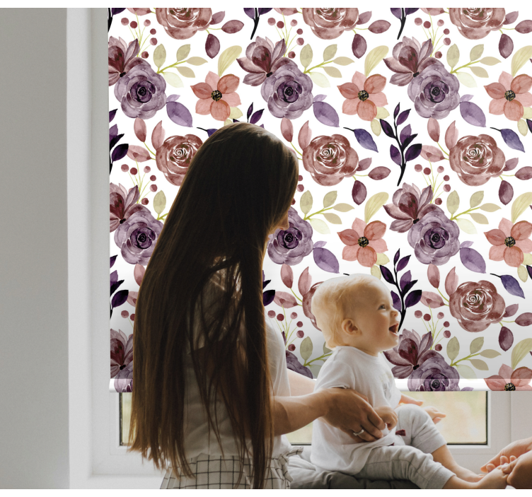 Rose and Flower Pattern floral roller blind - TenStickers
