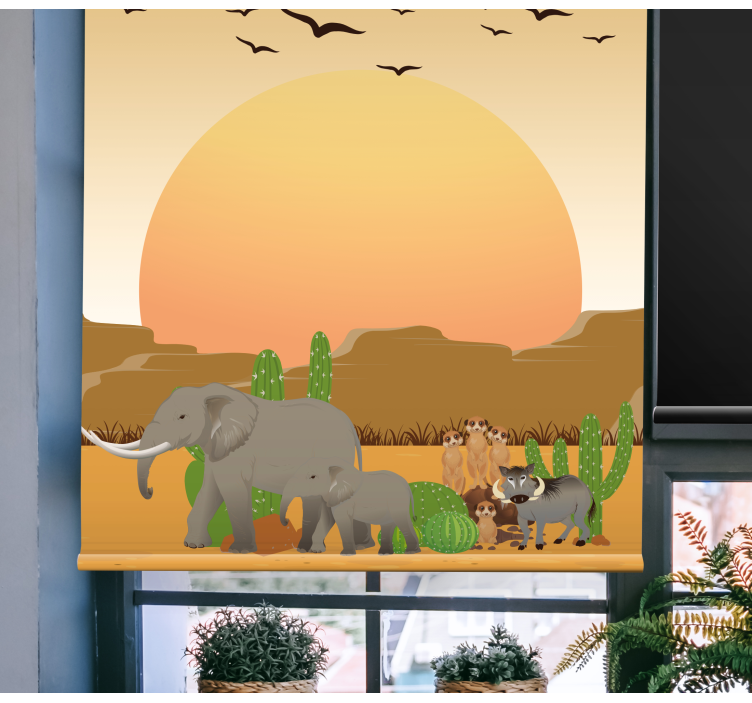 Savannah Sunset Scene animals blind - TenStickers
