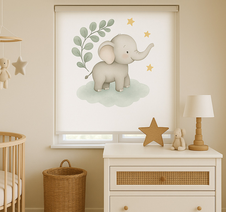Scandinavian blind customisable cloud baby elephant - TenStickers
