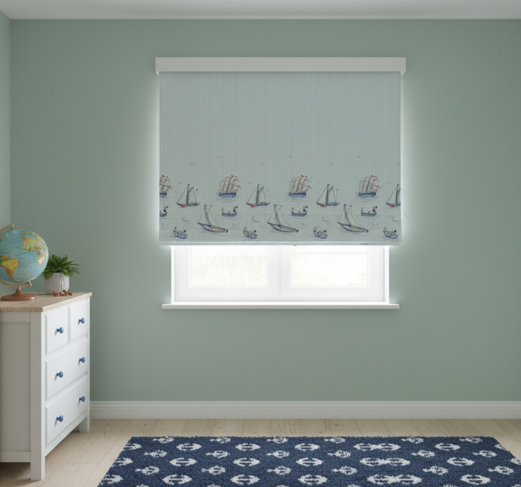 Scandinavian blind ocean blue sailing boats - TenStickers