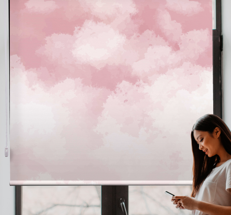 Soft aquarella pink cloud roller blind - TenStickers