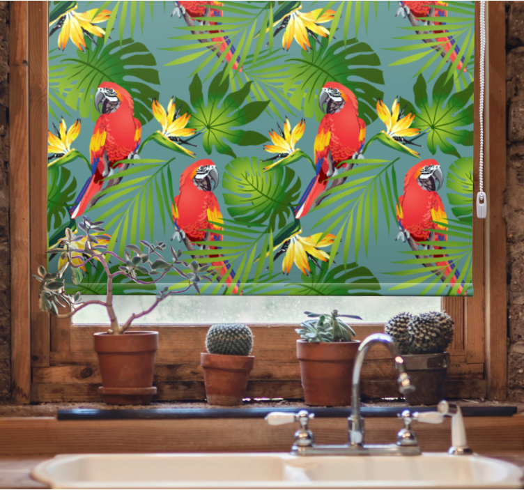 Tropical parrots and leaves animals blind - TenStickers