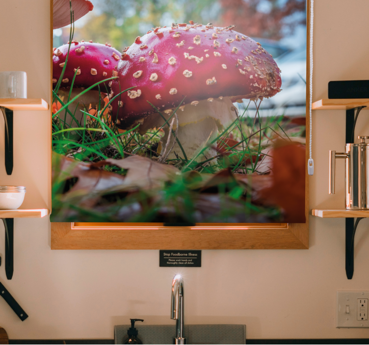 Vibrant Red Mushrooms blind flowers and plants - TenStickers