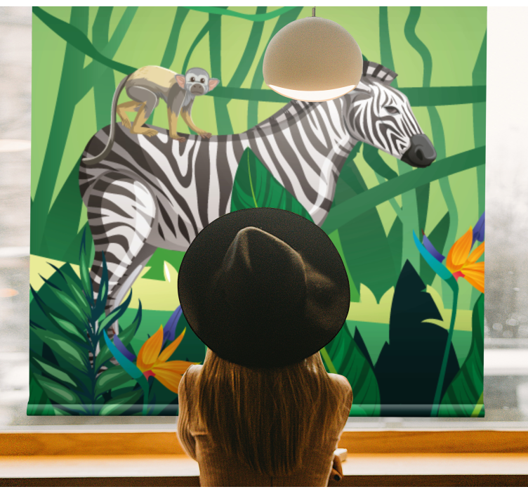 Zebra and Monkey together various animal blind - TenStickers