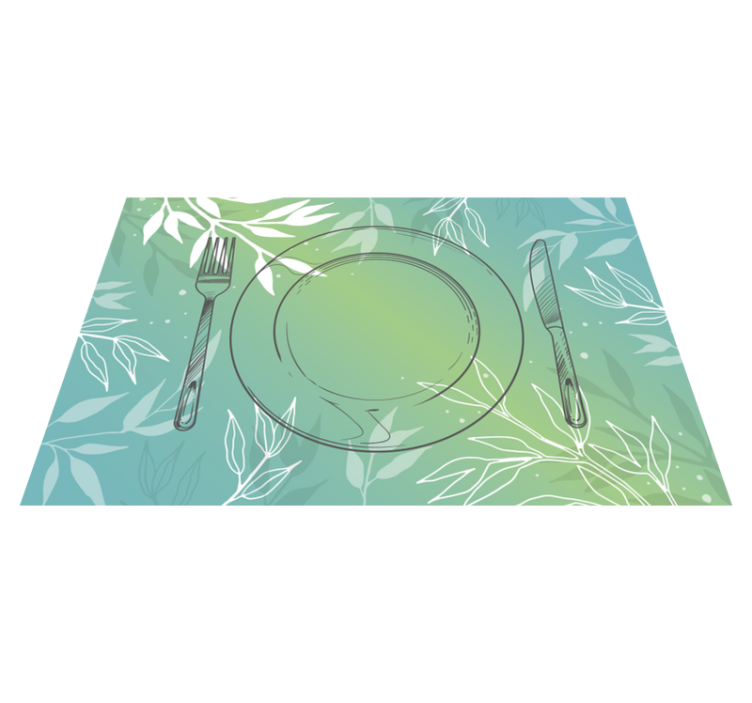Plate and cutlery with watercolour placemats - TenStickers