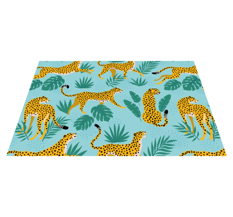 Original placemats with leopard patterns and green leaves - TenStickers