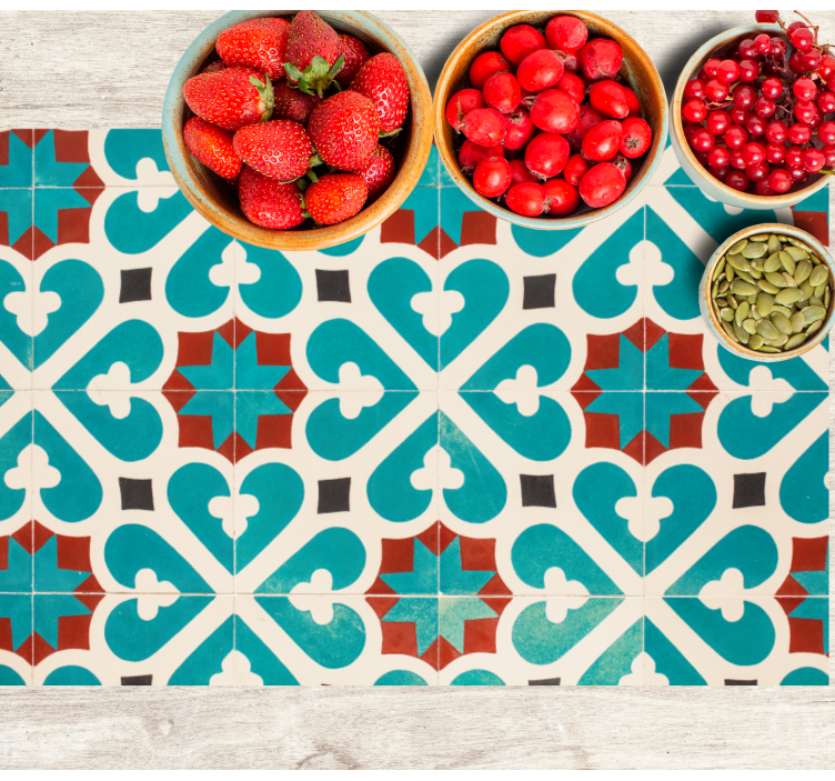 Blue and brown patterned tile textured placemat - TenStickers