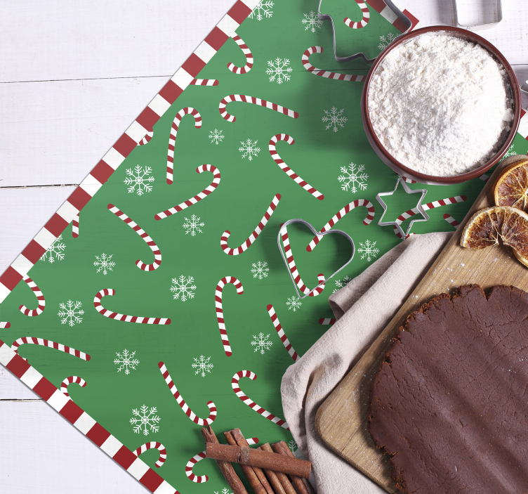 Green Candy Cane Christmas placemats - TenStickers