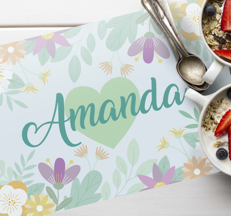 Heart and flowers Personalised placemats - TenStickers