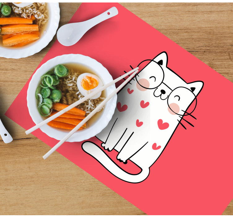 Lovely smiling cat children placemats - TenStickers
