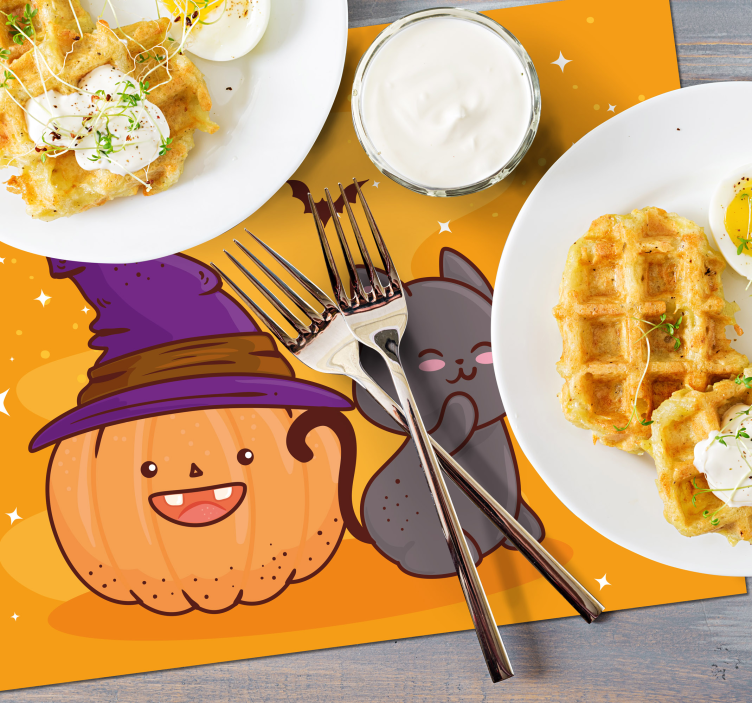 Pumpkin head witch children placemats - TenStickers