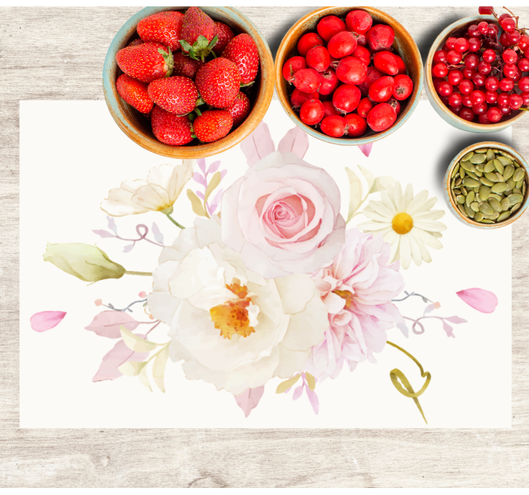 White pink flowers modern placemats - TenStickers