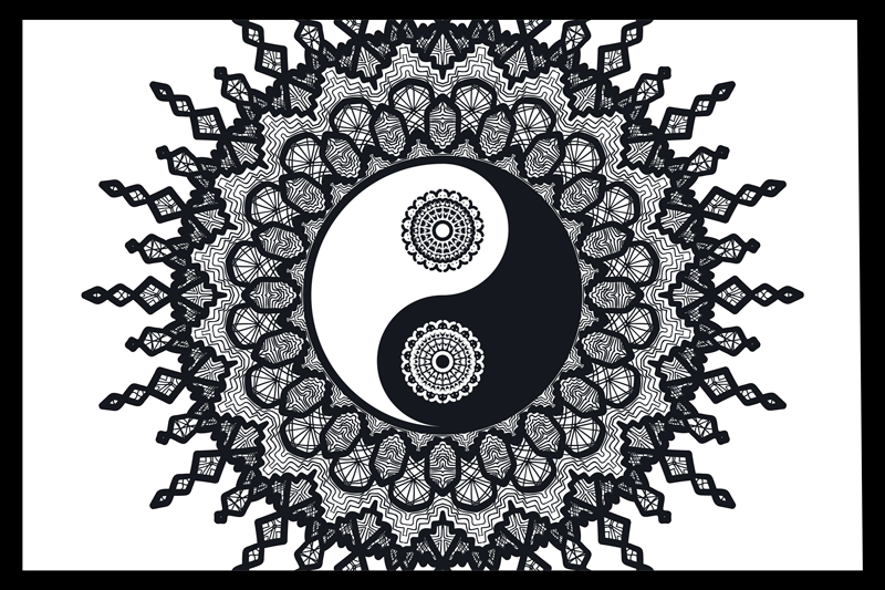 Textured placemats yin yang mandala design - TenStickers