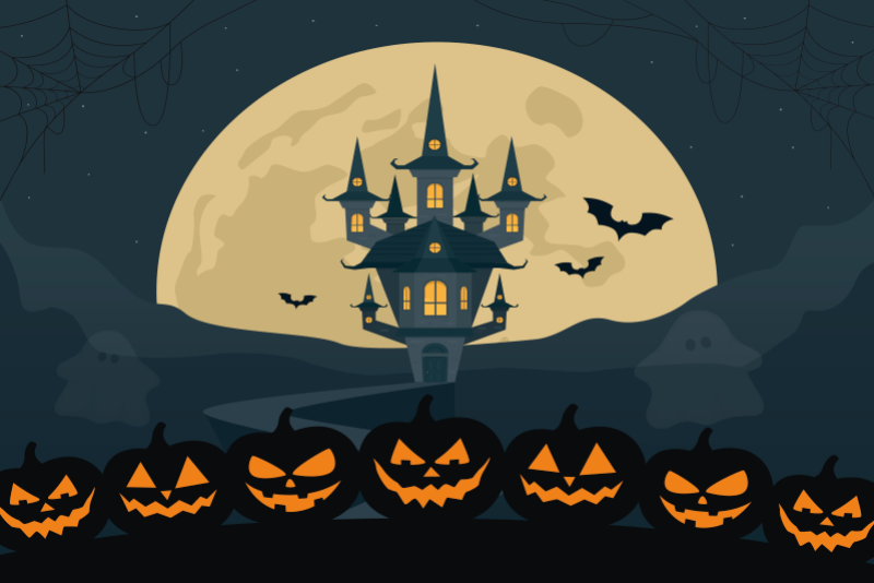 Halloween placemats haunted castle design - TenStickers