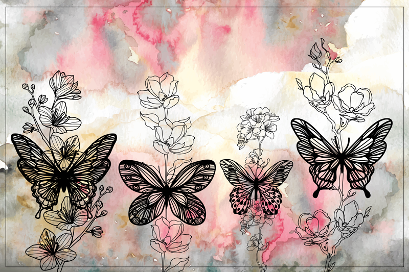 Floral Butterfly Accents textured placemats - TenStickers