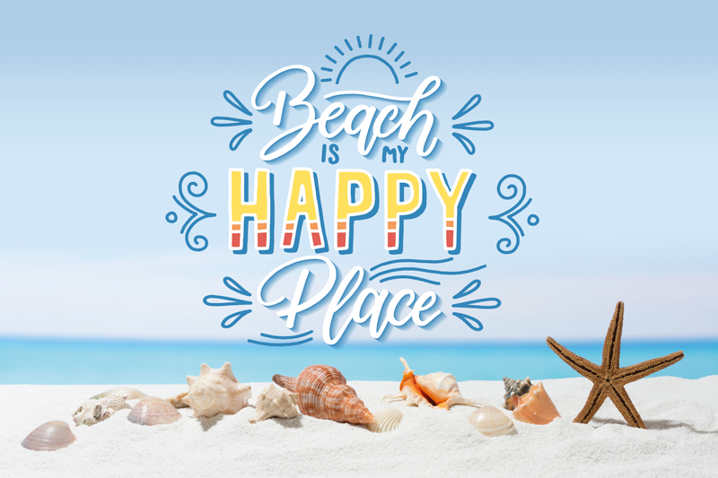 Beach happy place quote placemats - TenStickers