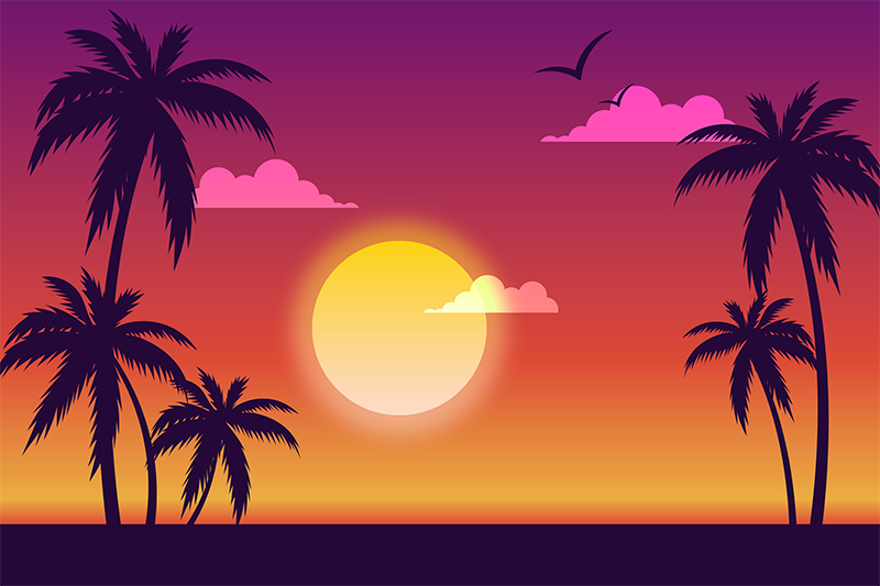 Modern placemats tropical sunset design - TenStickers