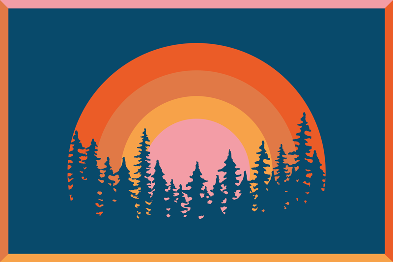 Original placemats vibrant rainbow landscape - TenStickers