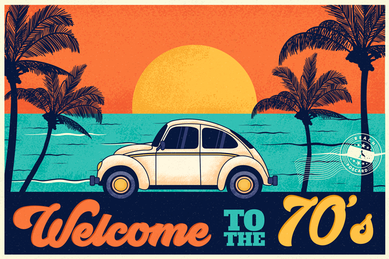 Elegant placemats retro 70s coastal vibe - TenStickers