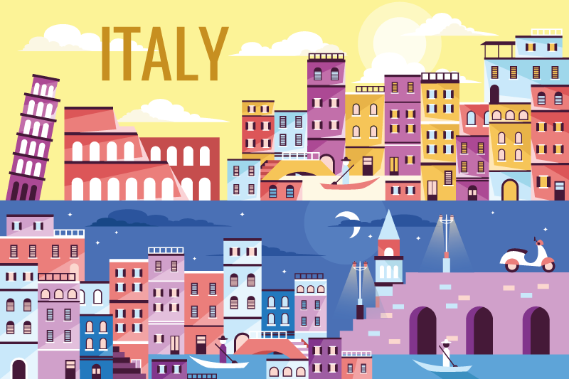 Personalised placemats vibrant italian cityscape - TenStickers