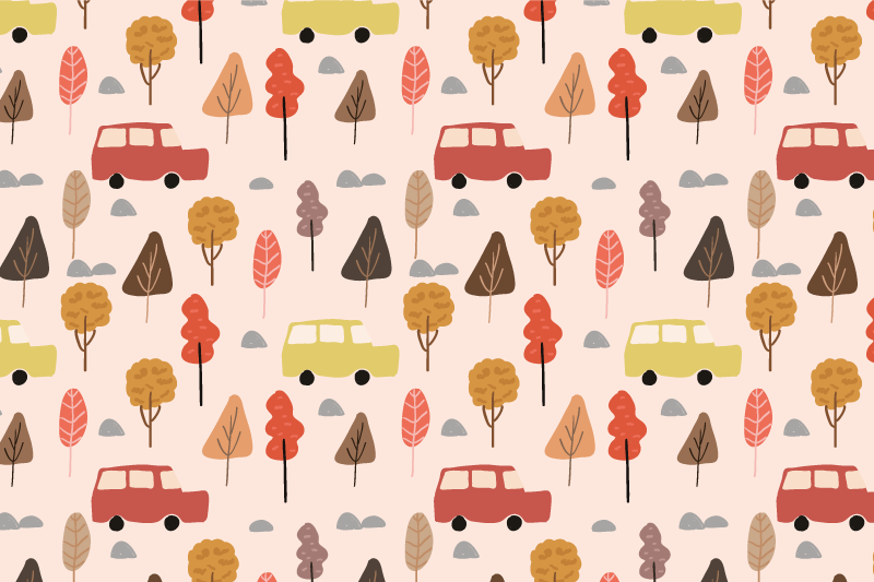 Children placemats colorful car trees - TenStickers