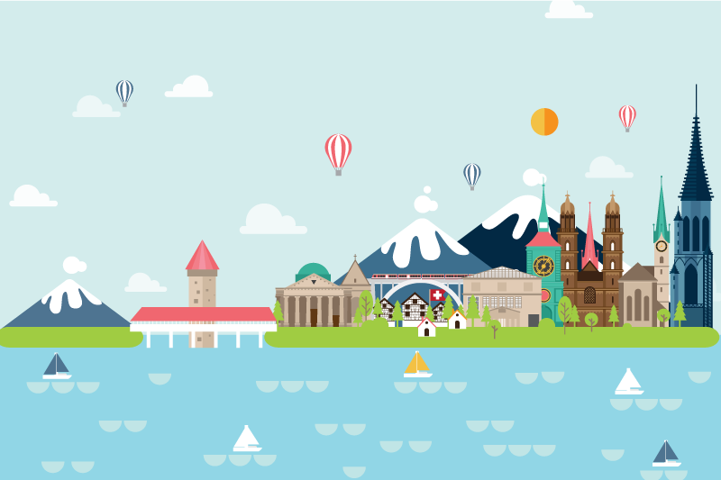 Original placemats colorful cityscape design - TenStickers