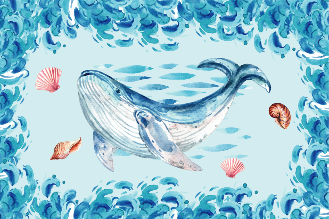 Original placemats whale ocean design - TenStickers