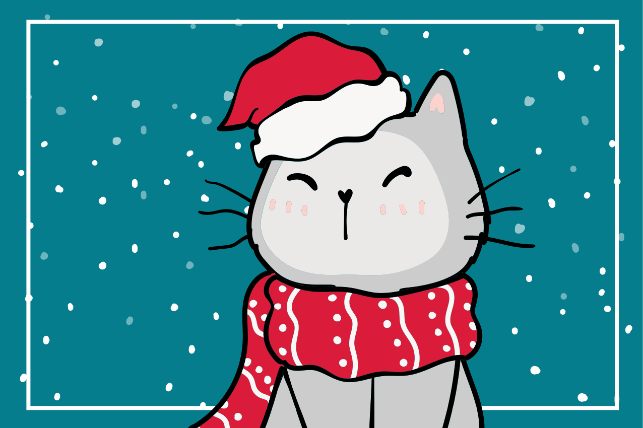 Funny cat Christmas design  Christmas placemats - TenStickers