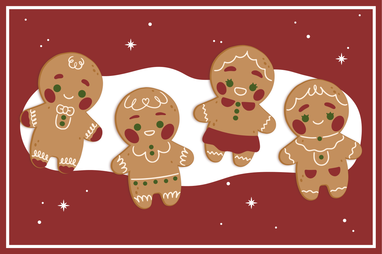Christmas placemats gingerbread cookie figures - TenStickers