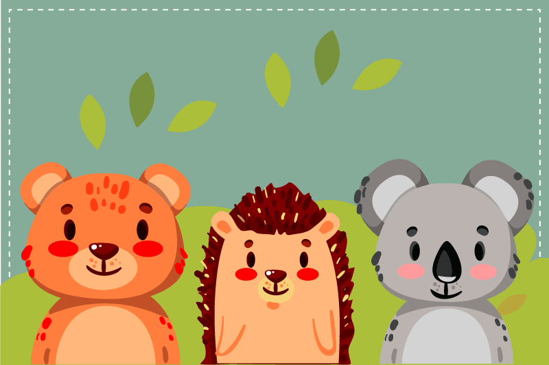 Children placemats cute animal friends - TenStickers