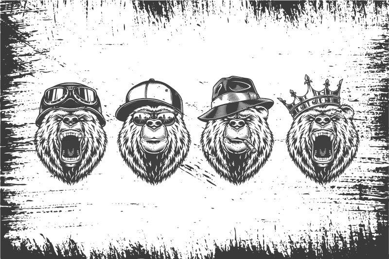 Original placemats stylish bear portraits - TenStickers