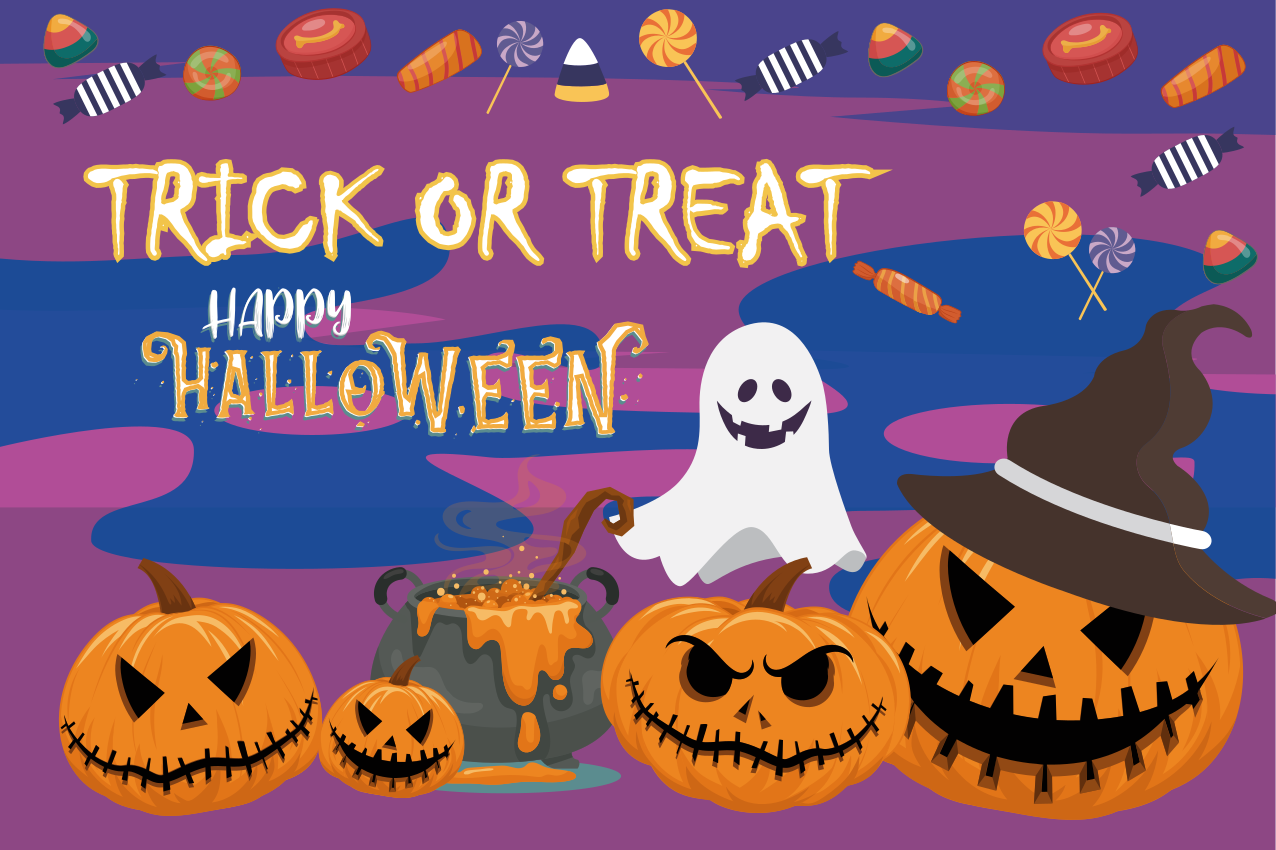 Trick or treat Halloween pattern placemats - TenStickers