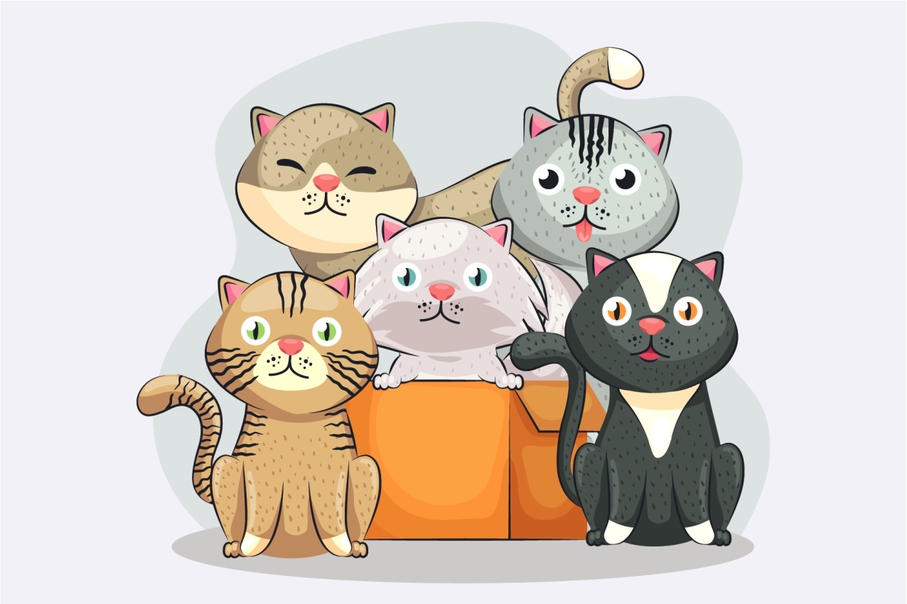 Children placemats cute cat faces - TenStickers