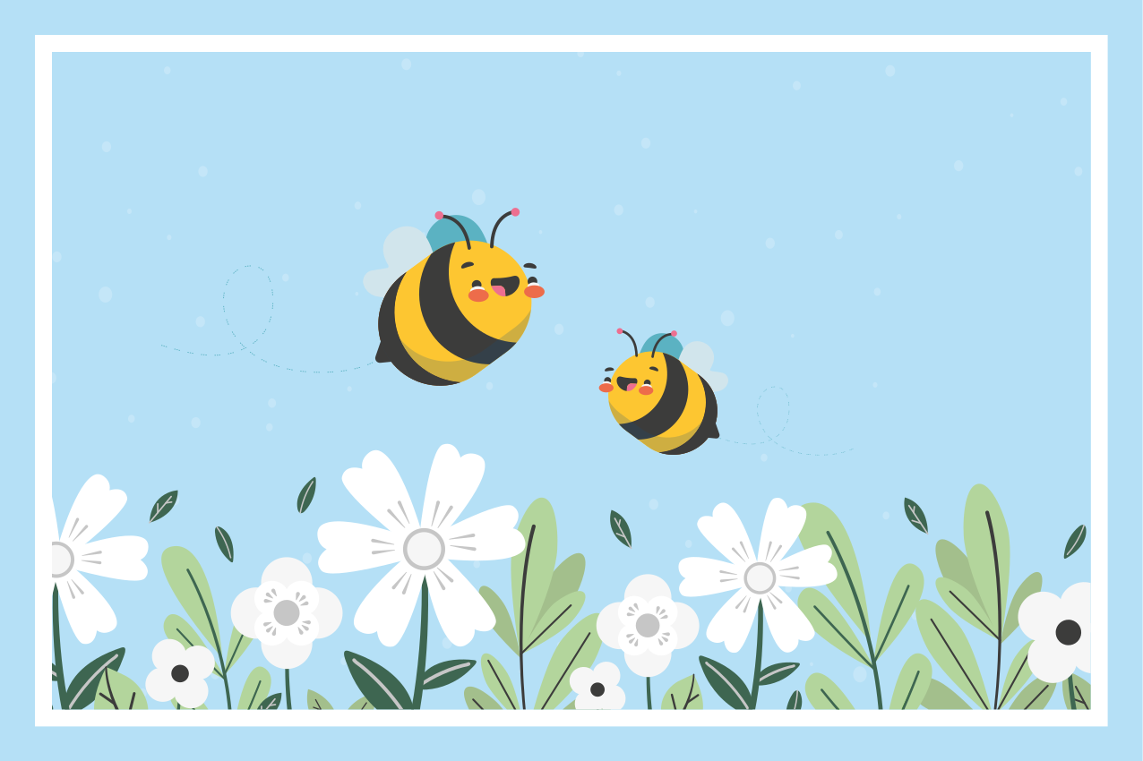 Children placemats cheerful bees in flight - TenStickers