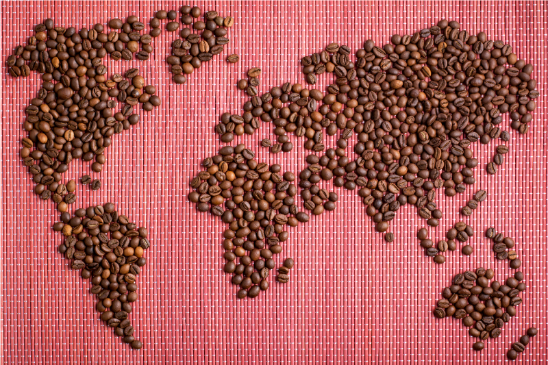 Original placemats world map coffee beans design - TenStickers