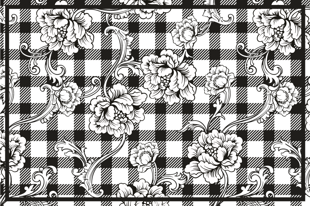 Original placemats floral checkered design - TenStickers