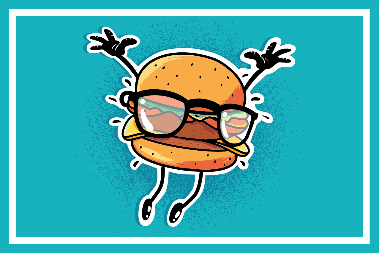 Children placemats jumping hamburger character - TenStickers