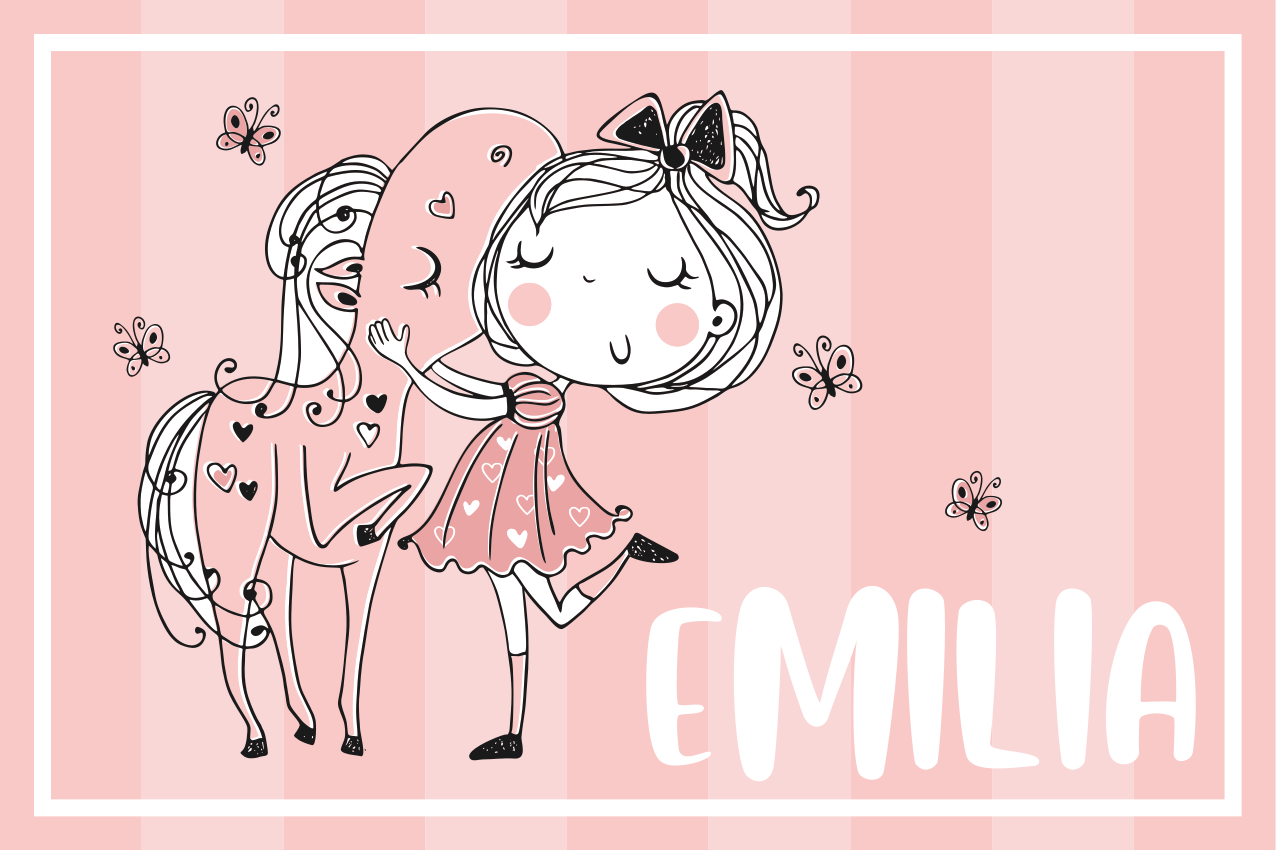 Charming girl horse children placemats - TenStickers