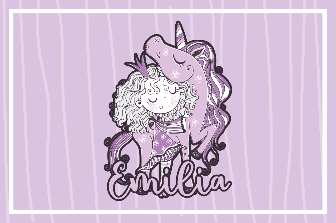 Children placemats cute unicorn hug - TenStickers